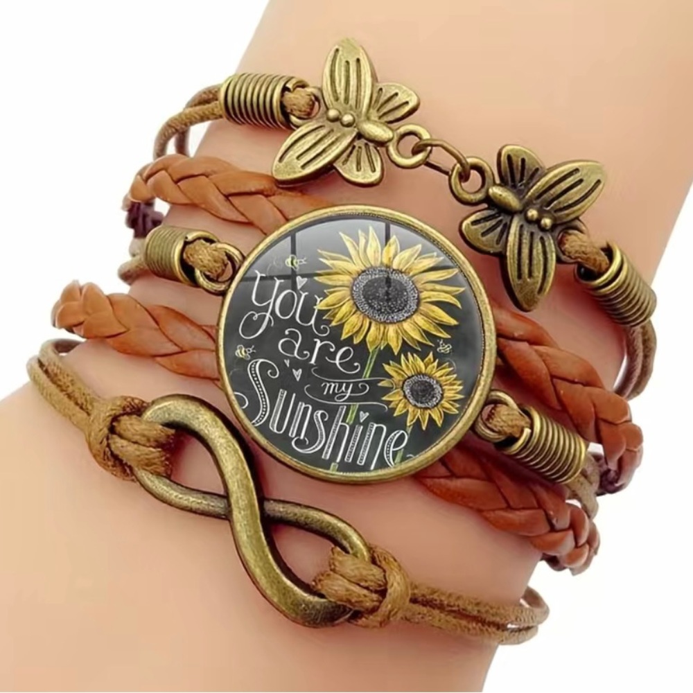 HUGE BUNDLE SALE! “YOU ARE MY SUNSHINE” SUNFLOWER BRAIDED WRAP BRACELET NEW